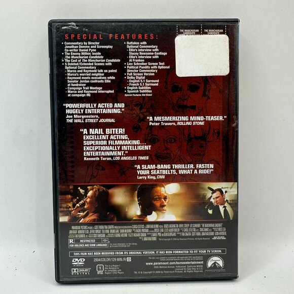 The Manchurian Candidate Full Screen DVD Rated R Denzel Washington Meryl Streep - Picture 2 of 3